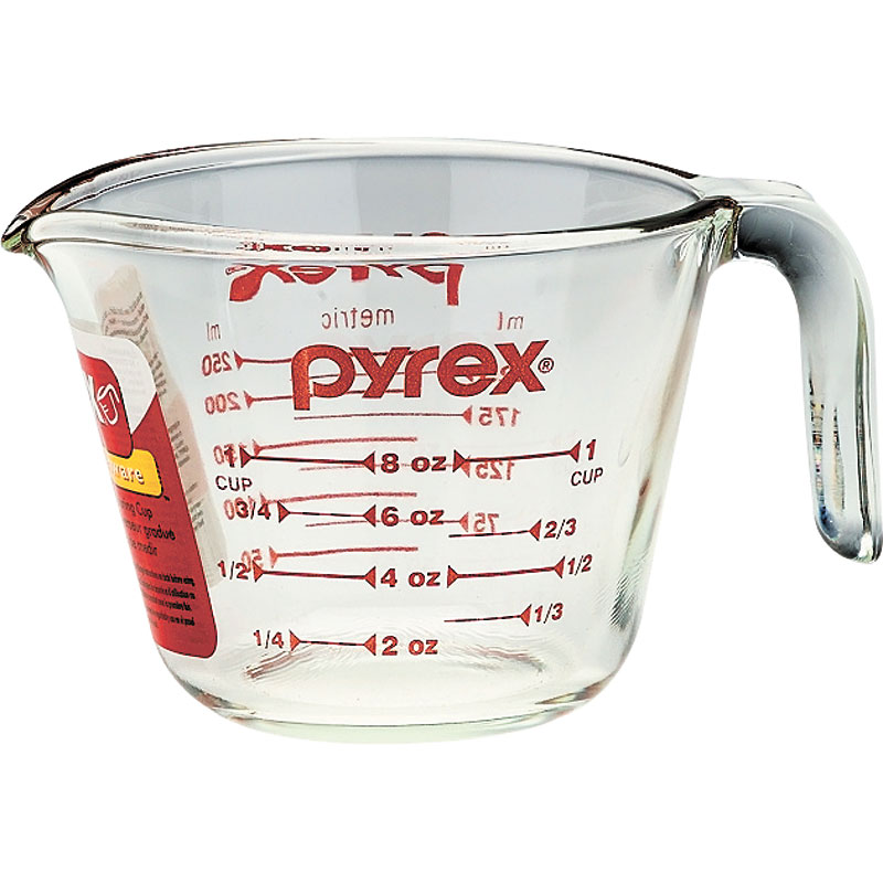  Pyrex Prepware 1-Cup Measuring Cup, Clear with Red Measurements:  Home & Kitchen