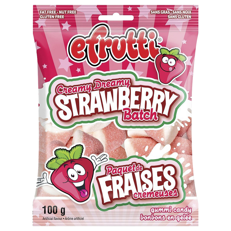 Efrutti Creamy Dreamy Strawberry Batch Gummy Candy - 100g