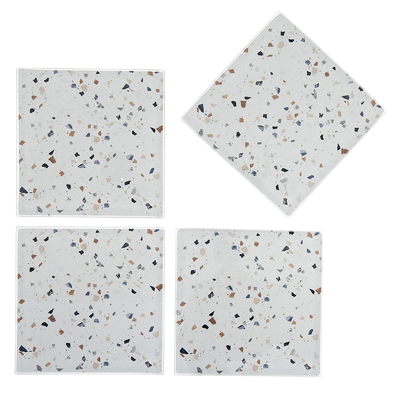 Terrazzo Glass Coaster - Square - 4 pack