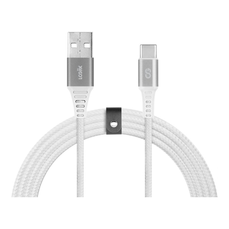 LOGiiX Piston Connect Braid ECO USB-A to USB-C Cable - Silver - 1.5m