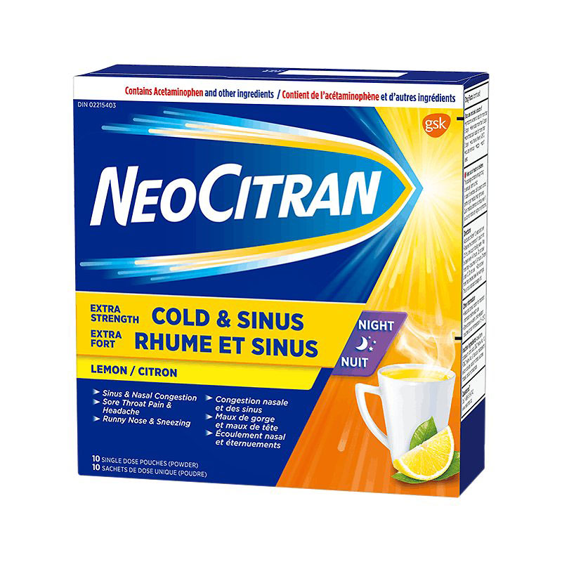 NeoCitran Extra Strength Cold &amp; Sinus Night - Lemon - 10's | London Drugs