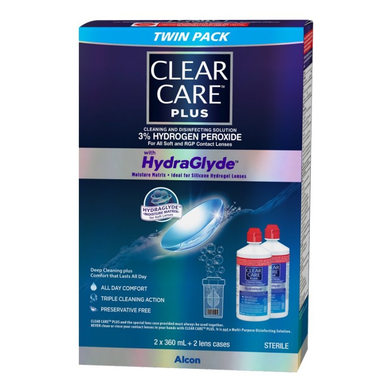 Clear Care Plus HydraGlyde Solution - 2 x 360ml