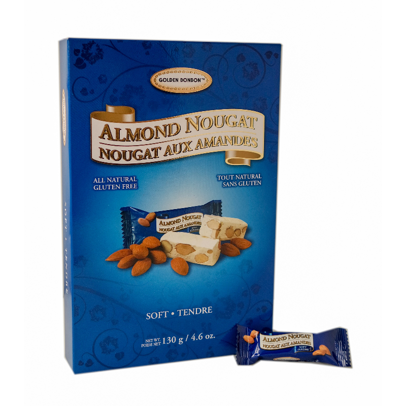 Golden Bonbon Soft Almond Salted Caramel Nougat Candy - 130g