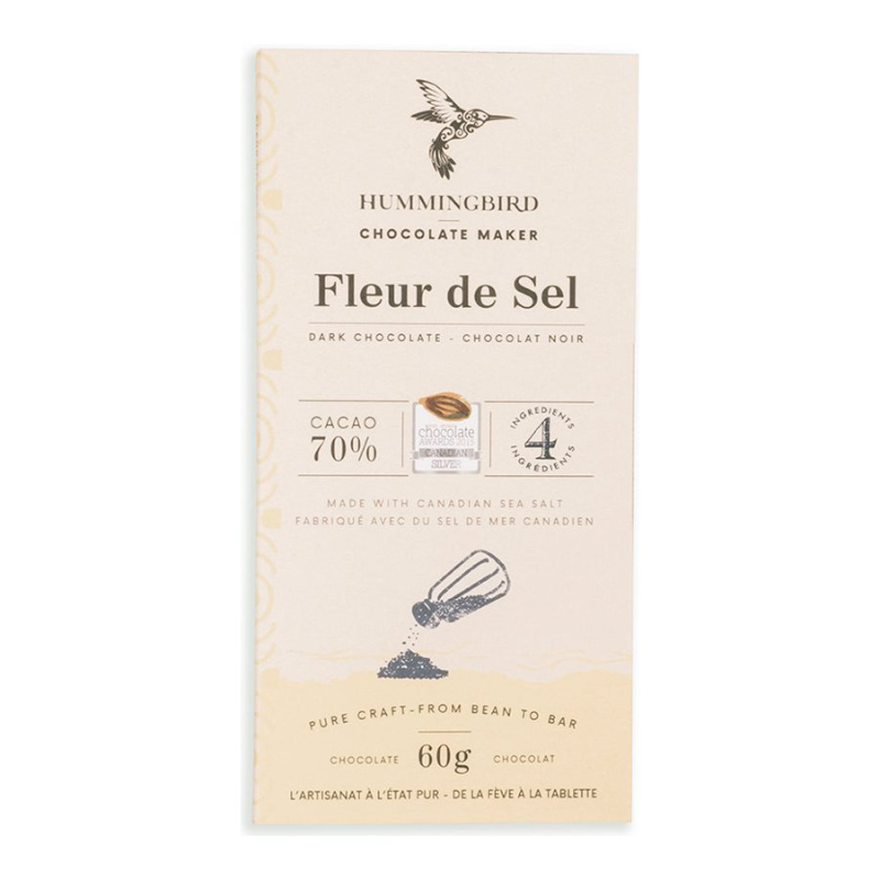 Hummingbird Chocolate Maker Fleur de Sel Dark Chocolate Bar - 60g