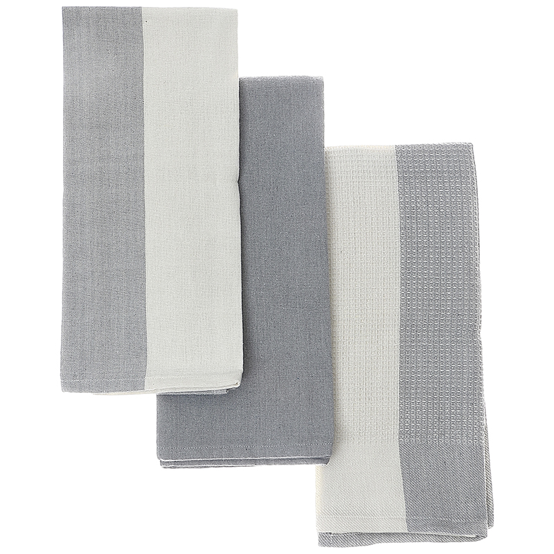 Essence Home Kitchen Towels - Grey - 3 pack / 18x28 Inch