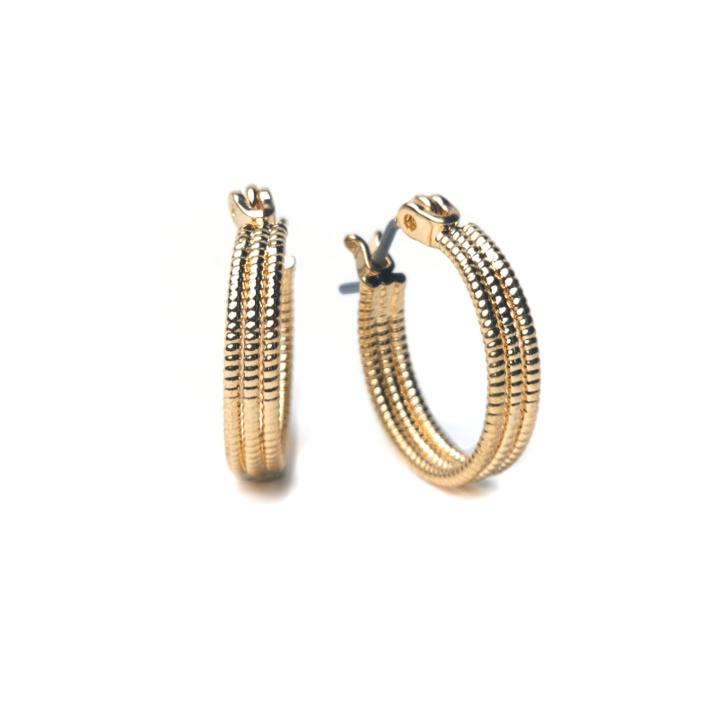 Primavera Textured Graduating Hoop Earrings - Goldtone