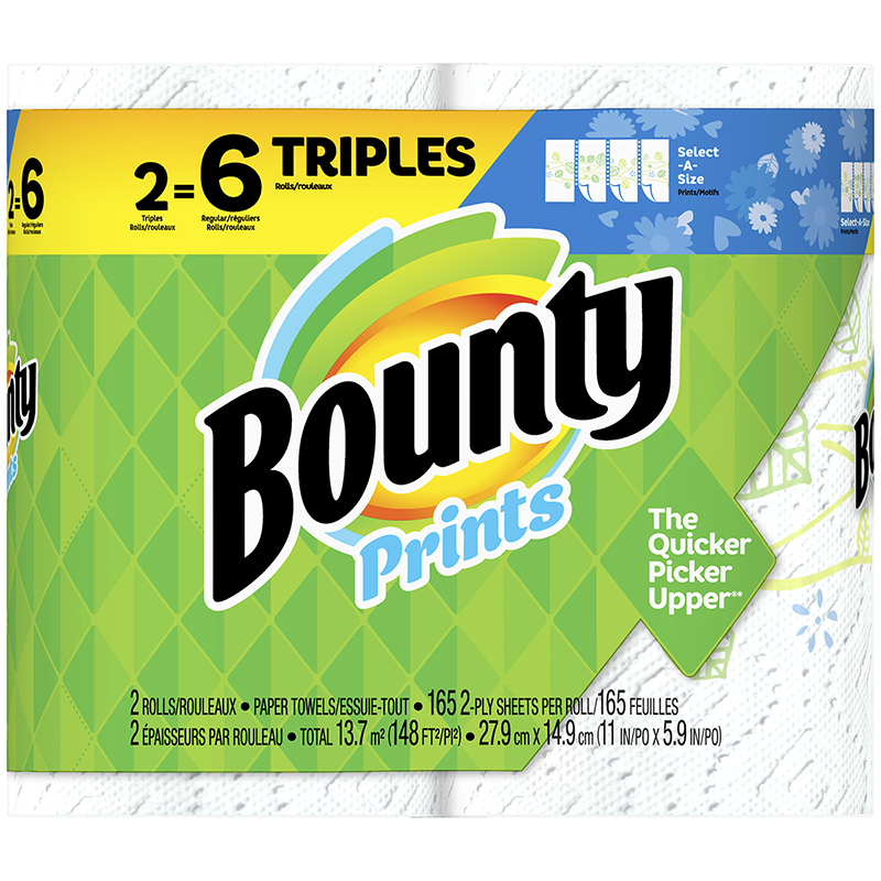 Bounty Prints Paper Towels Select-A-Size Triple Rolls - 2's | London Drugs