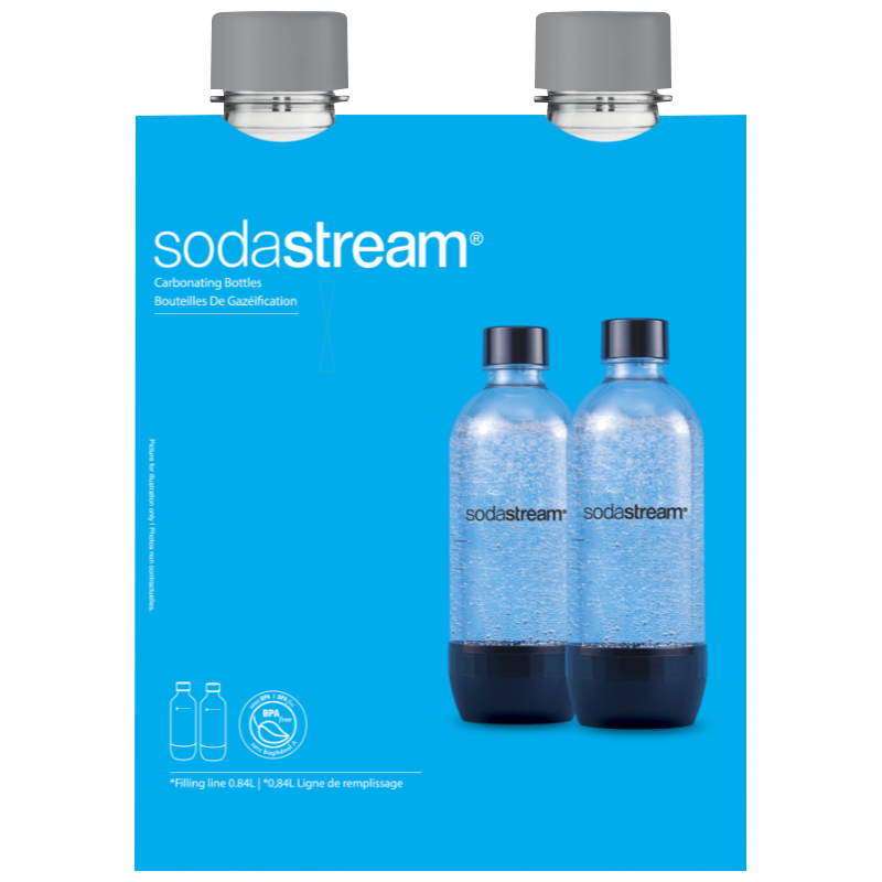 Sodastream 1L Carbonating Bottles - Grey - 2 pack