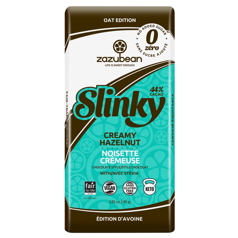 Zazubean Slinky Oat Edition Chocolate Bar - Creamy Hazelnut - 80g