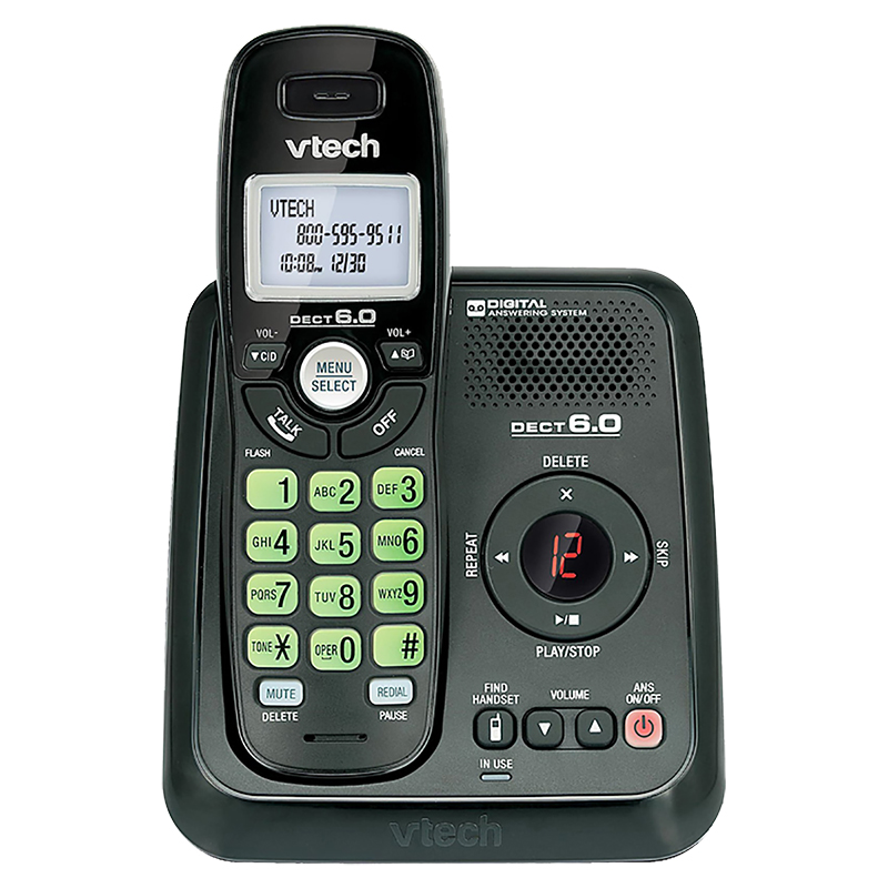 Vtech 1 Handset Cordless Phone With Answering System Black