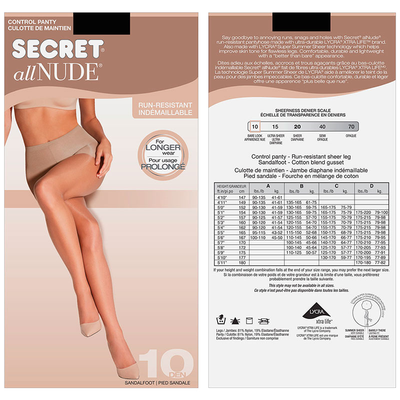 Secret Collection Invisible Sheer, Sheer to Waist Pantyhose with Sandalfoot