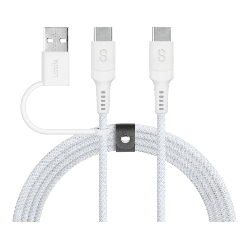 LOGiiX 2-in-1 Multicable USB-C to USB-A/USB-C - White - 1.5m