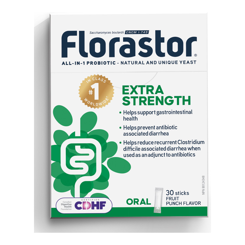 Florastor Extra Strength Probiotic Sticks - Fruit Punch - 30's