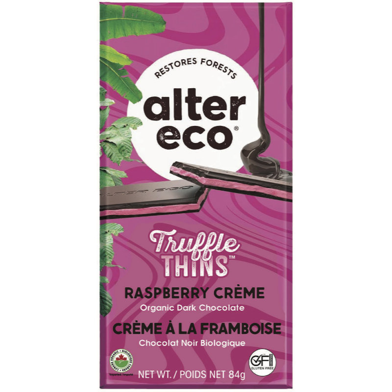 Alter Eco Raspberry Creme Truffle Thins - Dark Chocolate - 84g