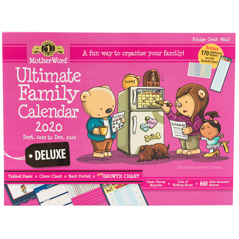 MotherWord Ultimate Family Wall Calendar 2020 Deluxe 18"x13.5