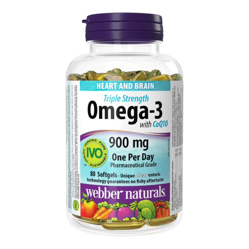 Webber Naturals Triple Strength Omega-3 with CoQ10 Softgels - 900mg - 80's