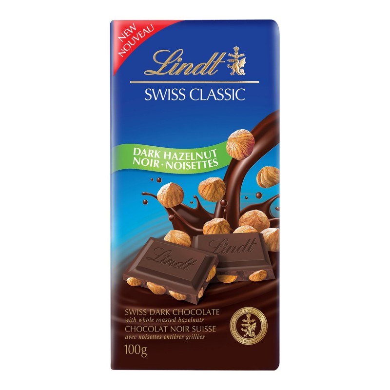 Lindt Swiss Classic Dark Chocolate Bar Dark Hazelnut 100g 8470