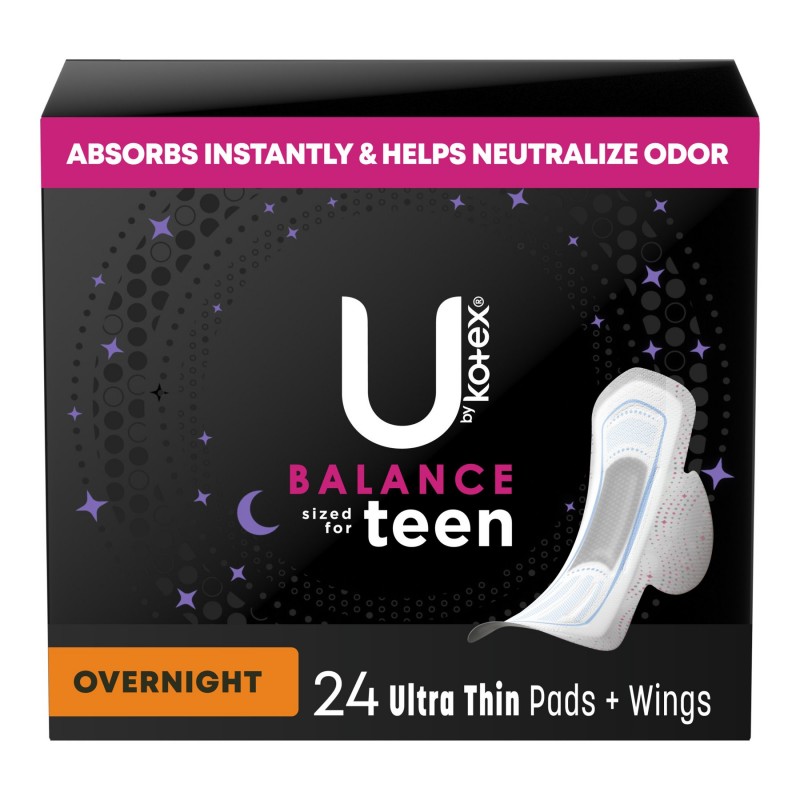 U by Kotex AllNighter Ultra Thin Overnight Pads with Wings - 24 ct