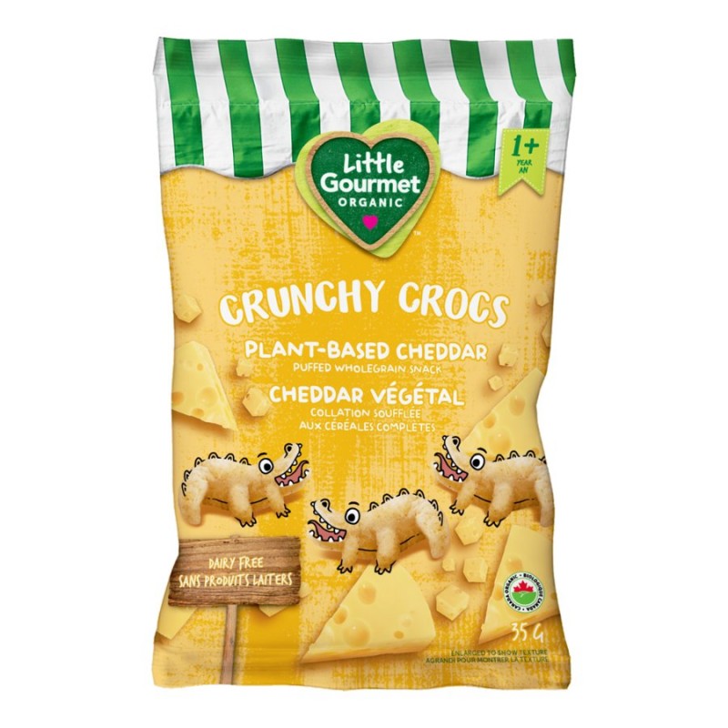 Little Gourmet Crunchy Crocs Puffed Wholegrain Snack - Plant-Based Cheddar - 35g