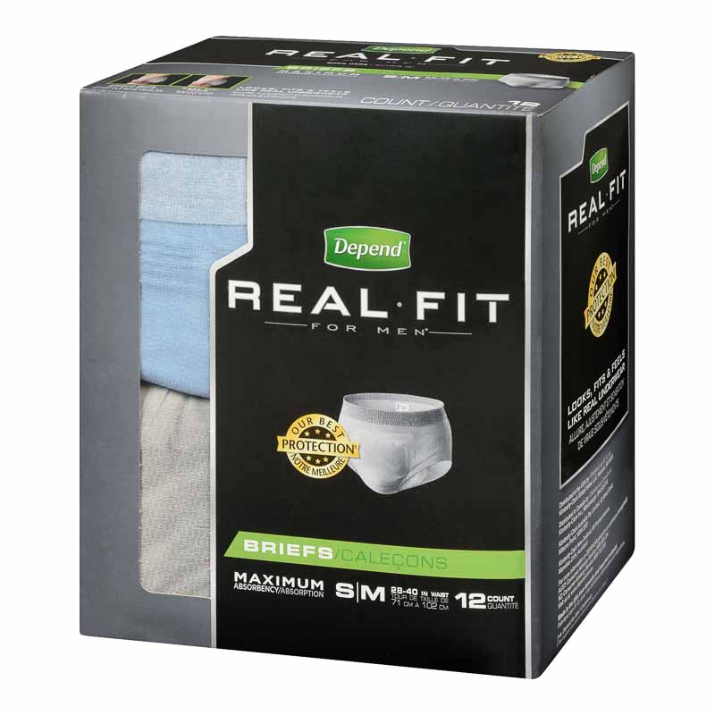 Depend Real Fit Briefs For Men - Maximum Absorbency - Small/Medium - 12 ...