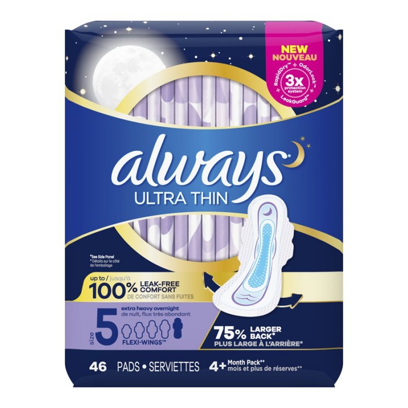 Always Ultra Thin Sanitary Pads - Extra Heavy Overnight - Size 5