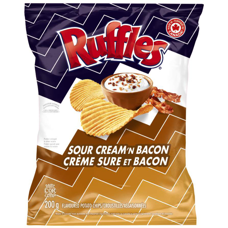 Ruffles Potato Chips - Sour Cream'n Bacon - 200g