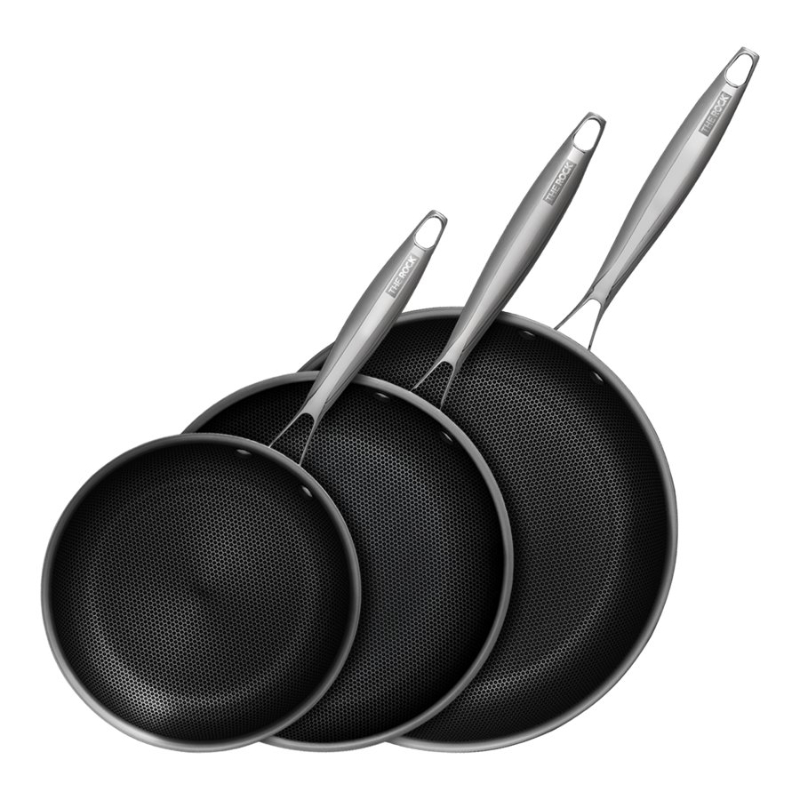 The Rock Clad Frying Pan Set - Black - 3 piece