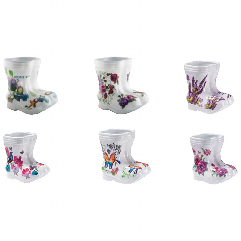 Ceramic Welly Boot Planter - Assorted