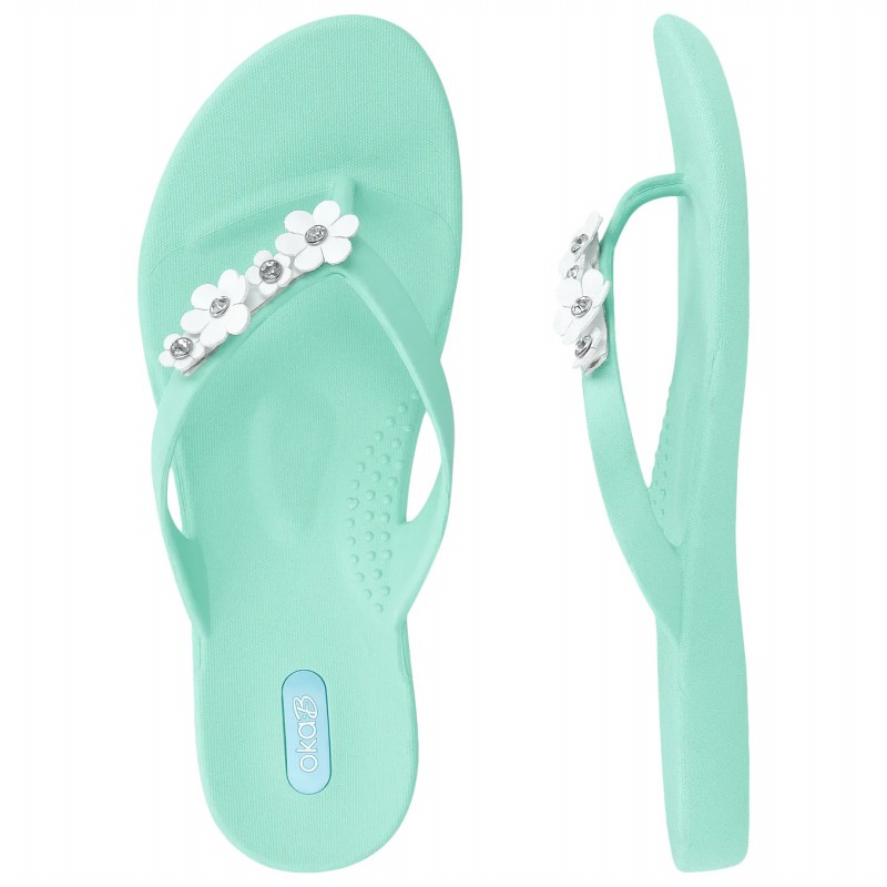 Okabashi Baha Women's Flip Flops Shoes - Sea Glass