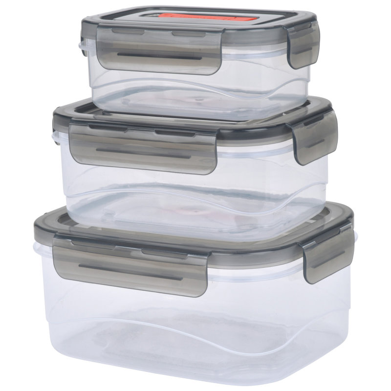 Fridgemate Rectangle Food Storage Set - Clear / Grey - 6 piece