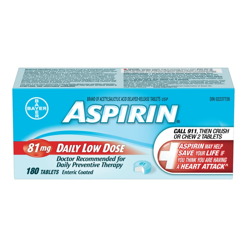 Bayer Aspirin Daily Low Dose Enteric Coated 81mg/180's London Drugs