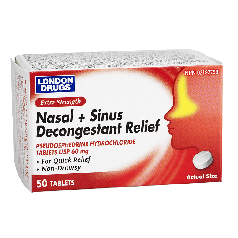 London Drugs Nasal + Sinus Decongestant Relief 60mg Extra Strength