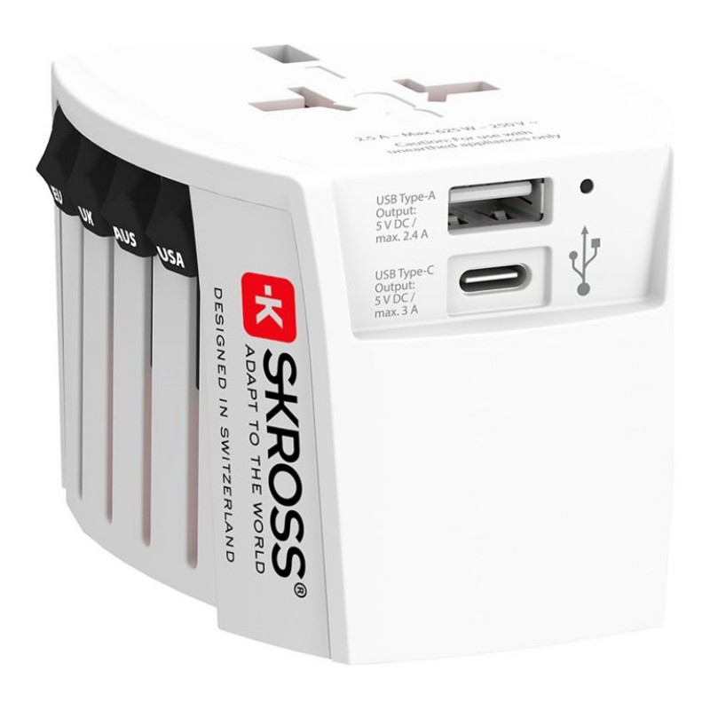 SKROSS World Travel Adapter MUV USB AC - White - SK-1302962