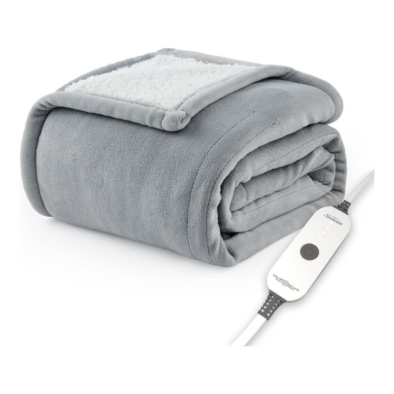 Sunbeam Heated Throw Heating Blanket - Gray Marble - 50 x 60 in