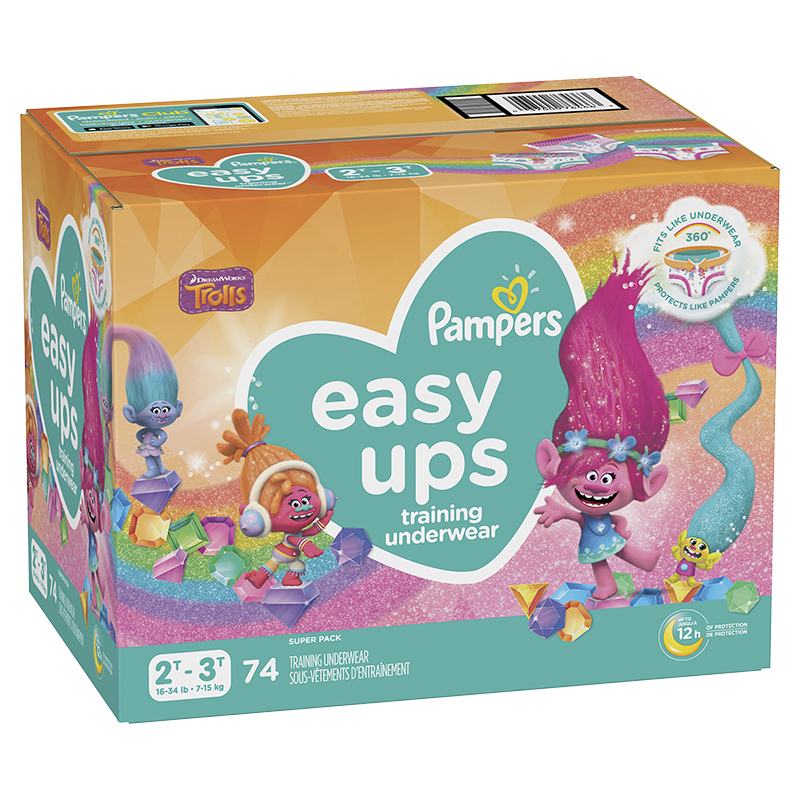 Pampers Easy Ups Training Underwear Girls Size 4 2T-3T 74 Count