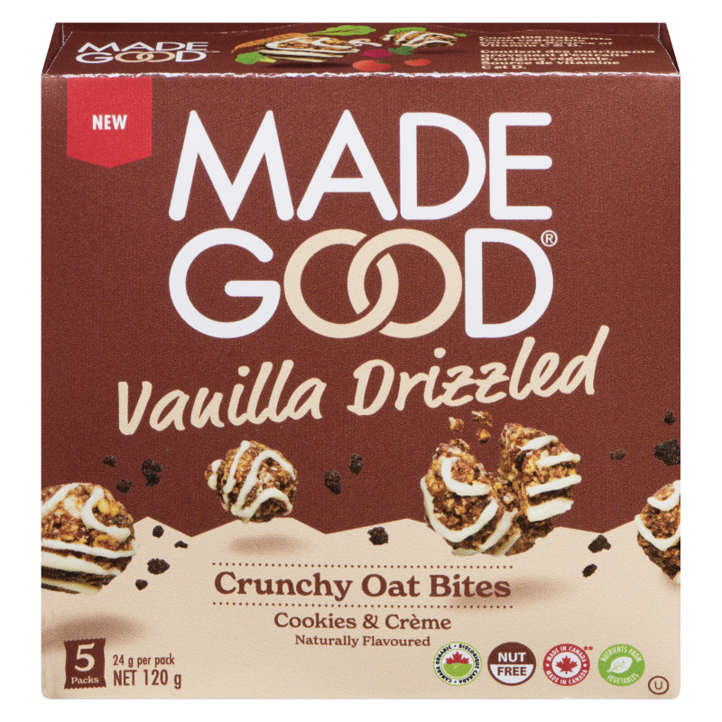 Made Good Vanilla Drizzled Crunchy Oat Bites - Cookies and Creme - 5pk/120g