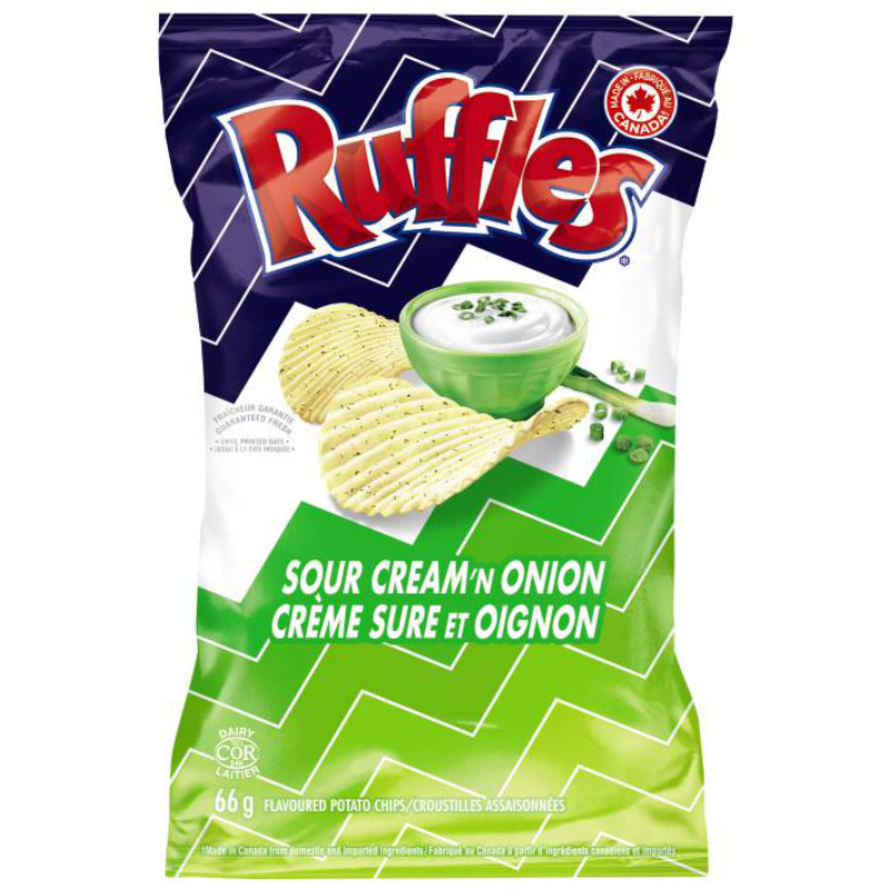 Ruffles Potato Chips - Sour Cream 'N Onion - 66g