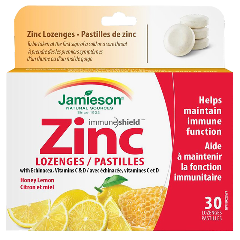 Jamieson Immune Shield Zinc Lozenges with Vitamin and Mineral - Honey Lemon  - 30s