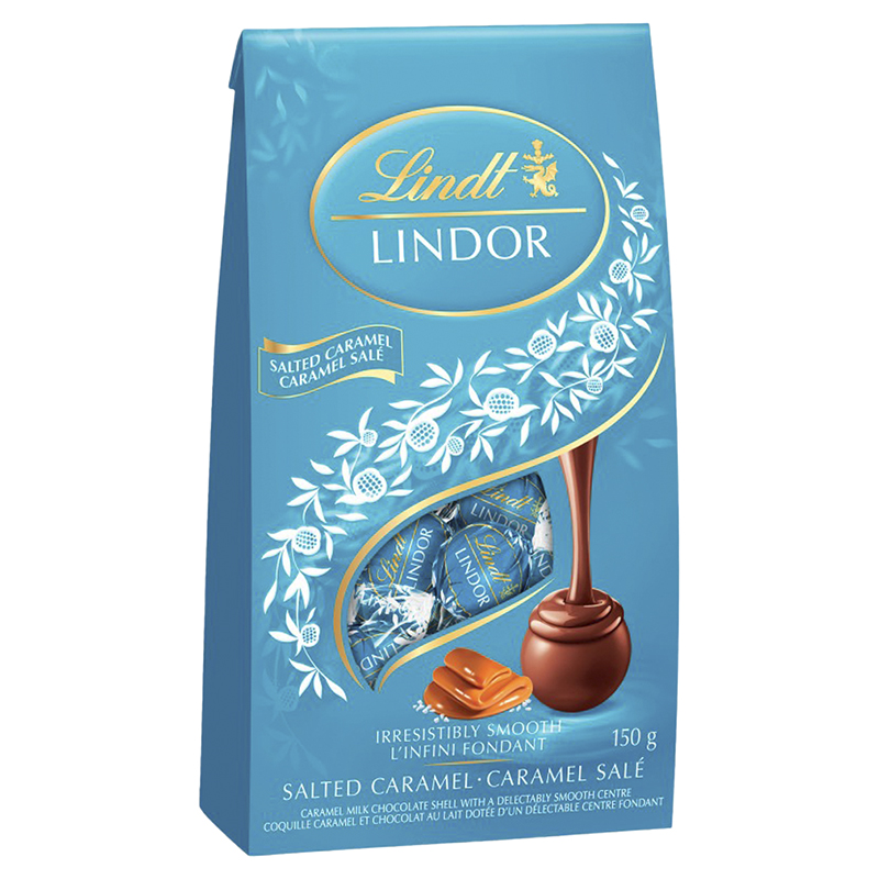 Lindt Lindor Milk Chocolates Salted Caramel 150g Bag 3954
