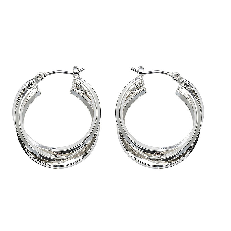 Anne Klein 3 Ring Hoop Earrings - Silver