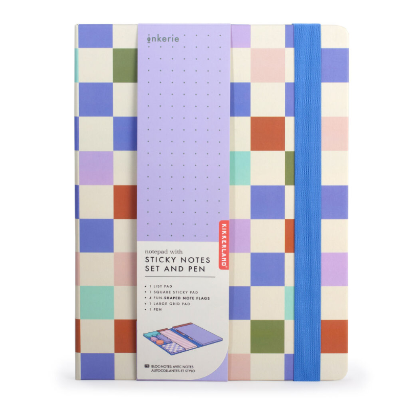 Kikkerland Notepad with Sticky Notes Set and Pen