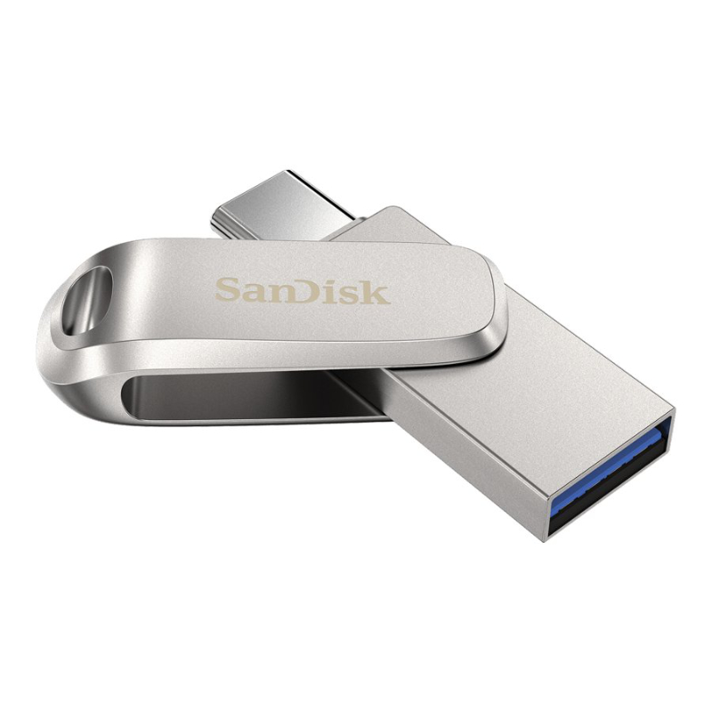 SanDisk Ultra Dual Drive Luxe USB-C/USB-A Flash Drive - 128GB - Silver - SDDDC4-128G-G46