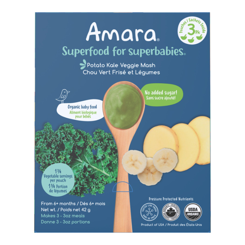 Amara Organic Baby Food - Potato Kale Veggie Mash - 3's