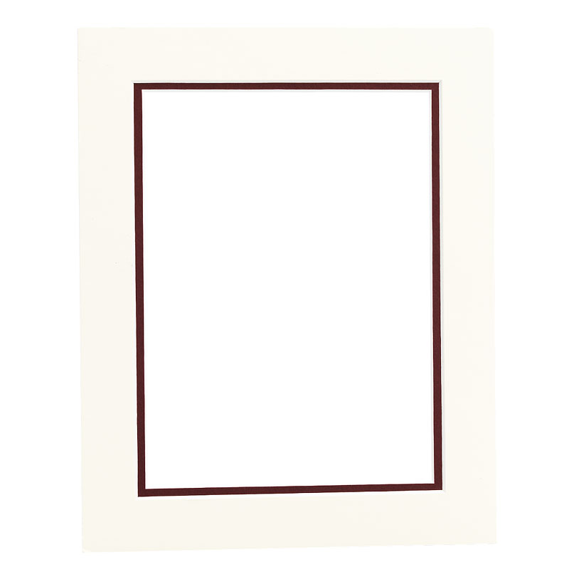 Tempo 8x10 Photo Mat with 6x8 Opening - Ivory/Maroon