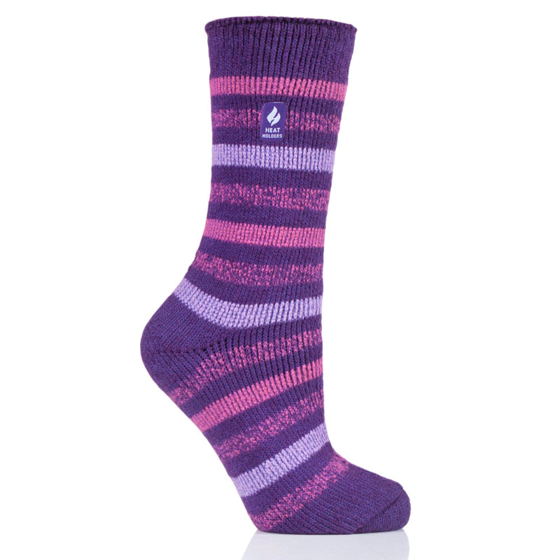 Heat Holders Women's Mono Twist Stripe Crew Socks - Purple