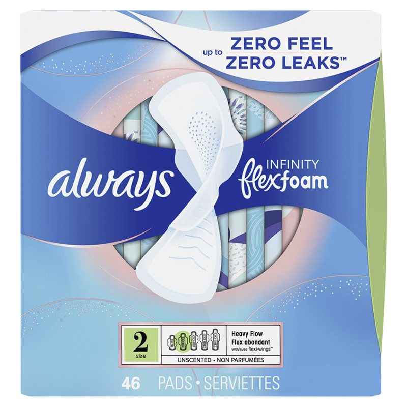 Always Infinity Sanitary Pads - Heavy - Size 2 - 46's