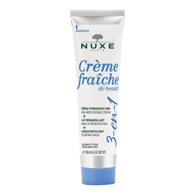 Nuxe Crème Fraîche de Beauté 3-in-1, 48-hour Moisturizing Cream, Make-Up Remover, Milk Plumping Mask - 100ml