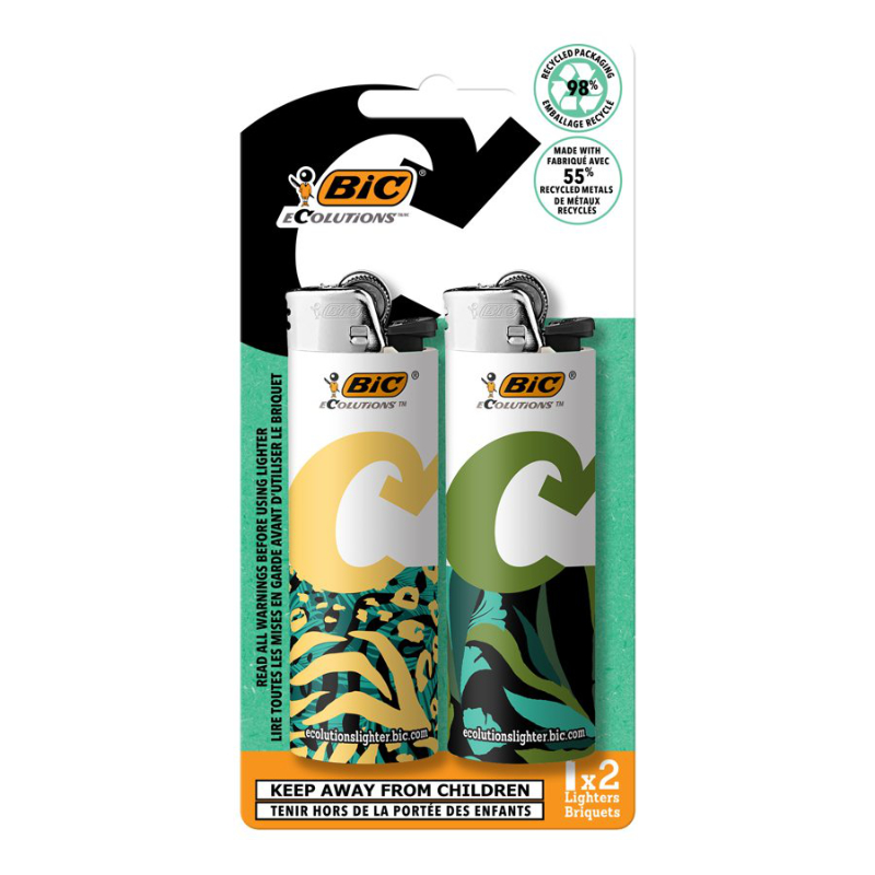 BIC Ecolutions Maxi Pocket Lighter - 2 pack