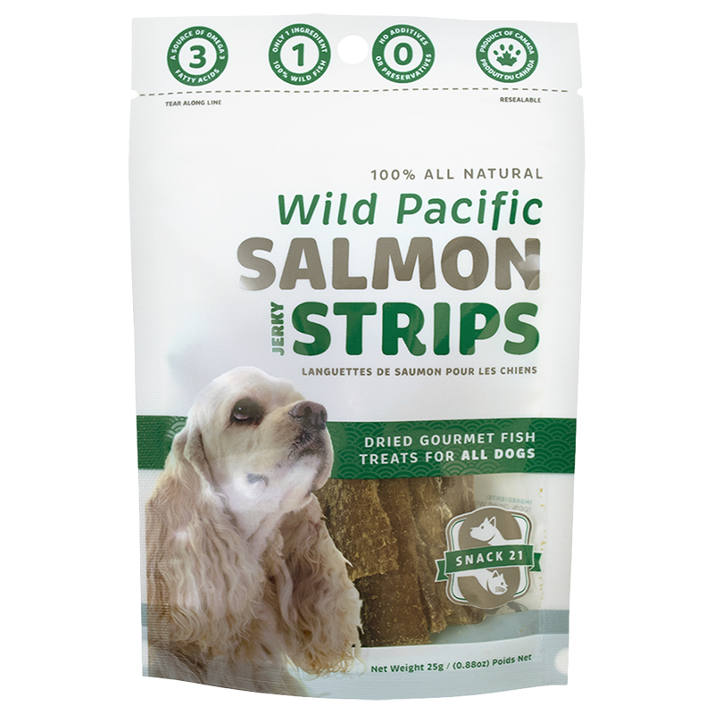 Snack 21 100% Natural Jerkey Strips for Dogs - Wild Pacific Salmon - 25g