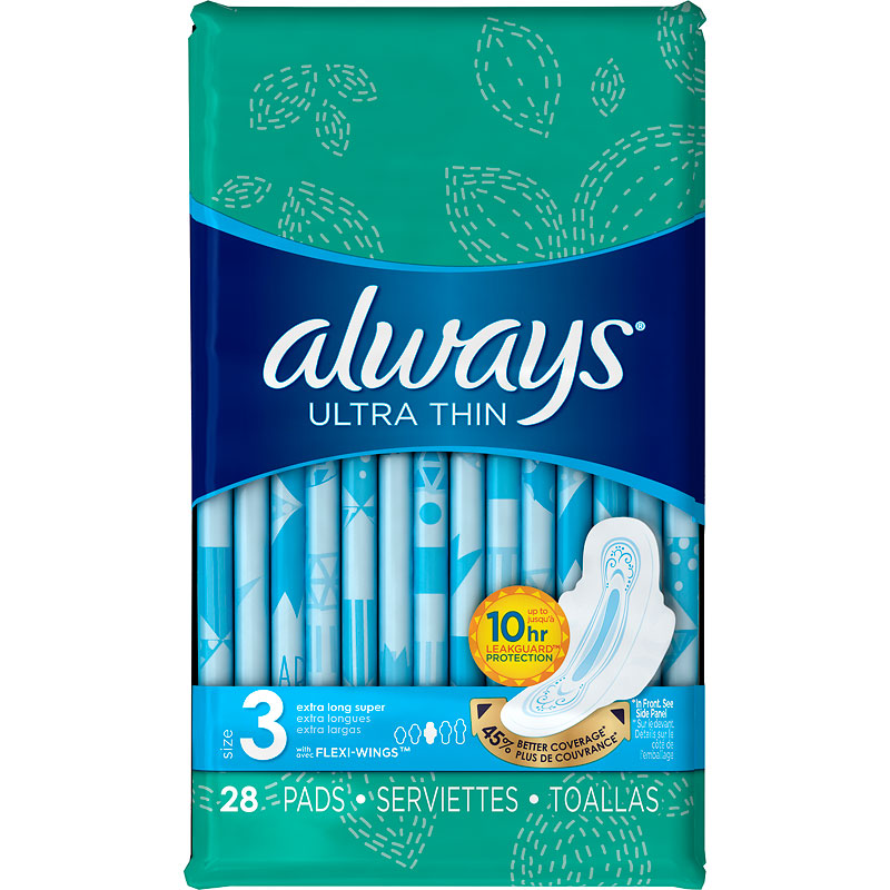 Always Pads, Ultra Thin, Flexi-Wings, Extra Long Super, Size 3 14